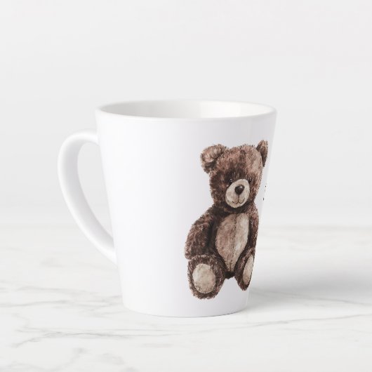 Cute Chocolate Brown Teddy Bear Latte Mok (Linkerhoek)