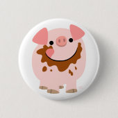 Cute Chocolate Cartoon Pig Button Badge (Voorkant)