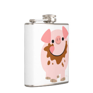 Cute Chocolate Cartoon Pig Hip Flask Heupfles