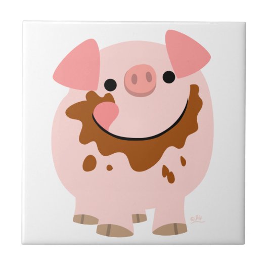 Cute Chocolate Cartoon Pig Tegel Tegeltje (Voorkant)