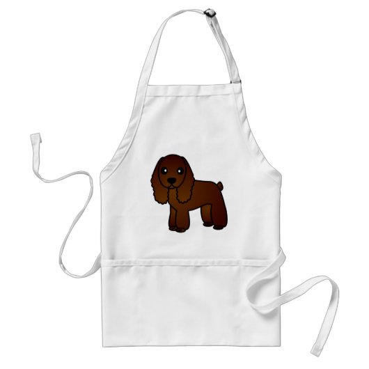 Cute Chocolate Cocker Spaniel Cartoon Standaard Schort (Voorkant)