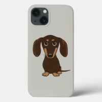 Cute Chocolate Dachshund | Cartoon Wiener Dog