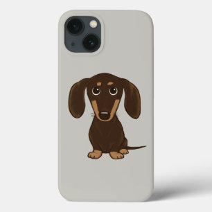 Cute Chocolate Dachshund   Cartoon Wiener Dog iPhone 13 Hoesje
