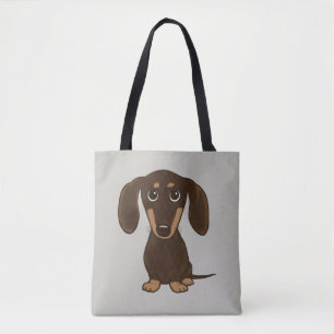 Cute Chocolate Dachshund   Cartoon Wiener Dog Draagtas
