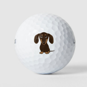 Cute Chocolate Dachshund Cartoon Wiener Dog Golfballen