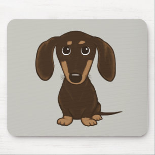 Cute Chocolate Dachshund   Cartoon Wiener Dog Muismat
