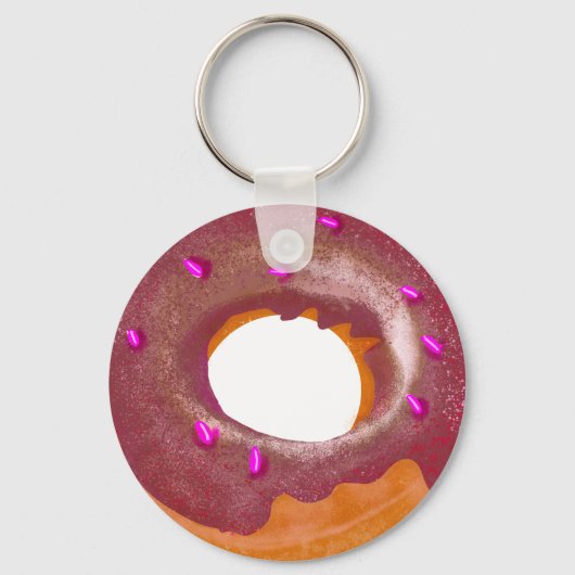 Cute Chocolate Donut Button Sleutelhanger (Voorkant)