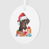 Cute Chocolate Lab Puppy Santa Hat Afbeelding Chri Ornament (voorkant)
