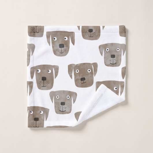 Cute Chocolate Labrador Retriever Dog Waterverf Bad Handdoek (Wasdoekje)