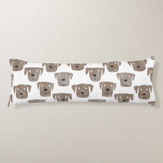 Cute Chocolate Labrador Retriever Dog Waterverf Lichaamskussen (Voorkant)