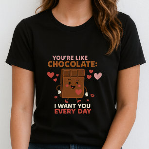 Cute Chocolate Love Bar T-shirt; Ik wil je elke da T-shirt