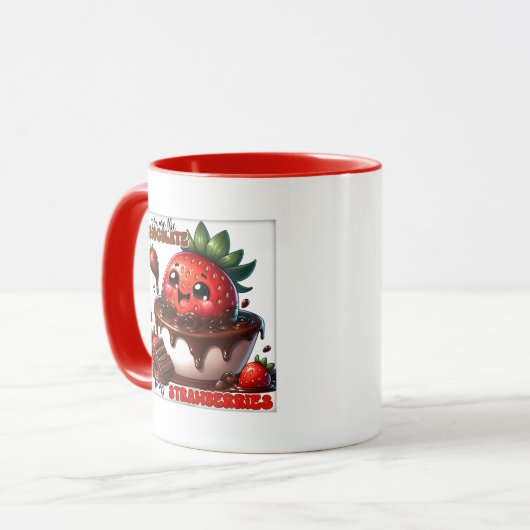 Cute Chocolate strawberry word art Mok (Voorkant links)