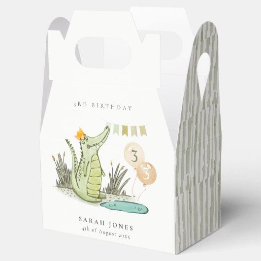 Cute Chomp Alligator in Swamp Any Age Birthday Bedankdoosjes (Geopend)