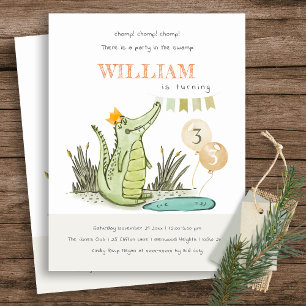 Cute Chomp Alligator in Swamp Any Age Birthday Briefkaart
