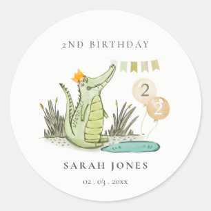 Cute Chomp Alligator in Swamp Any Age Birthday Ronde Sticker