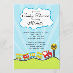 Cute Choo Train Baby shower Invitation Kaart