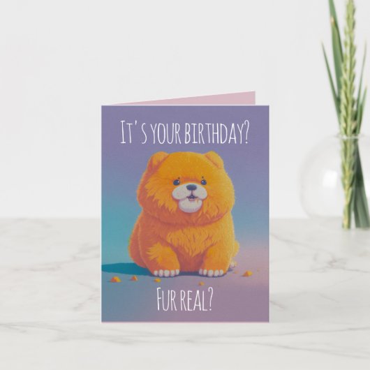 Cute chow-chow Illustratie, Fur echte verjaardag Kaart (Voorkant)