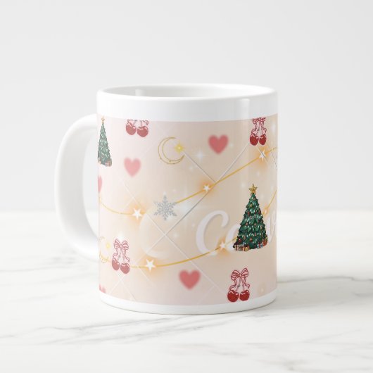 Cute Christmas Aesthetic Mug  Extra Grote Beker (Voorkant links)