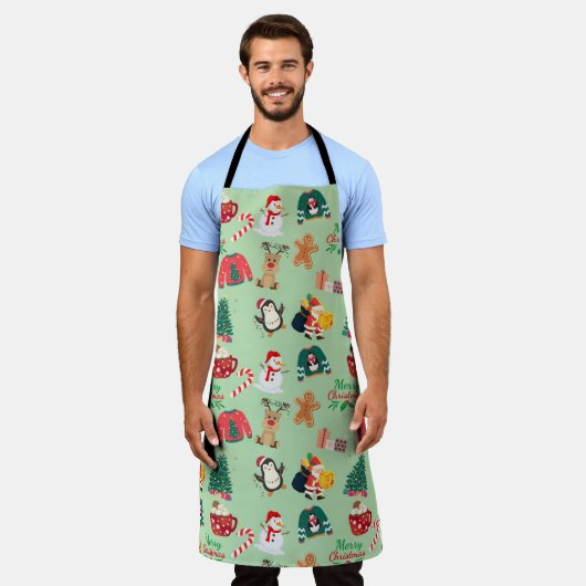 Cute Christmas All-Over Print Apron Schort (Gedragen)