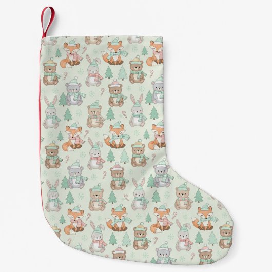 Cute Christmas Animals Seamless Pattern Kleine Kerstsok (Voorkant)