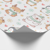 Cute Christmas Animals Wrapping Paper – Festive Ho Cadeaupapier (Hoek)