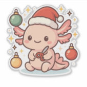 Cute Christmas Axolotl Sticker – Holiday Ornament  (Devant)