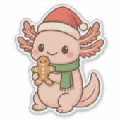 Cute Christmas Axolotl Sticker Kawaii Gingerbreard (Devant)