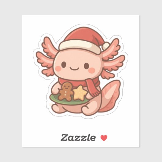 Cute Christmas Axolotl Sticker | Kawaii Holiday  (Feuille)