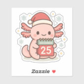 Cute Christmas Axolotl Sticker Kawaii Holiday  (Feuille)