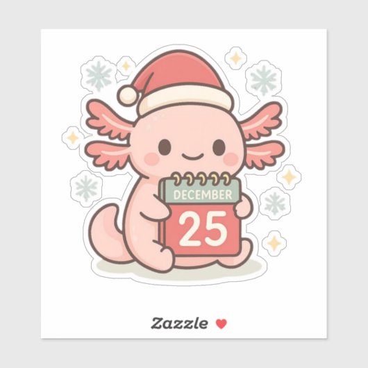 Cute Christmas Axolotl Sticker | Kawaii Holiday (Feuille)