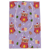 Cute Christmas Bear Pattern | Cozy Holiday Winter Medium Cadeauzakje (Voorkant)