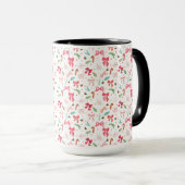 Cute Christmas Bow & Candy Cane Pattern Mug (Devant droit)