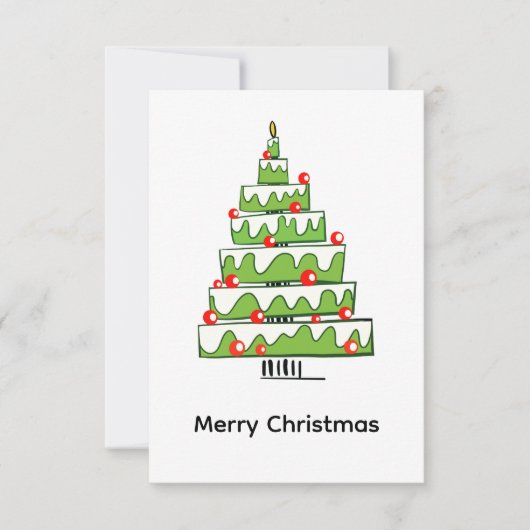 Cute Christmas Cake Tree  – Minimal Holiday  Bedankkaart (Voorkant)
