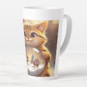 Cute Christmas Cat Holding Snow Globe Art Latte Mok (Rechterhoek)