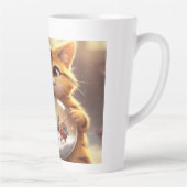 Cute Christmas Cat Holding Snow Globe Art Latte Mok (Rechts)