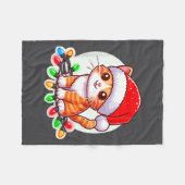 Cute Christmas Cat In Santa Hat Fleece Deken (Voorkant (Horizontaal))