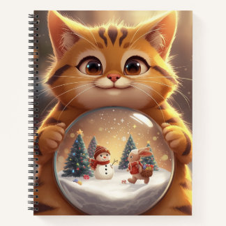 Cute Christmas Cat Snow Globe Notebook Notitieboek