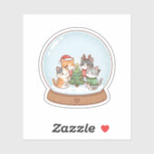 Cute Christmas Cat Sticker, Snow Globe Cat Sticker (Vel)