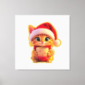 **Cute Christmas Cat with Santa Hat – Funny Holida Canvas Afdruk (Voorkant)