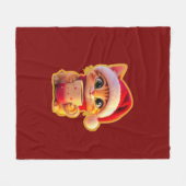 **Cute Christmas Cat with Santa Hat – Funny Holida Fleece Deken (Voorkant (Horizontaal))
