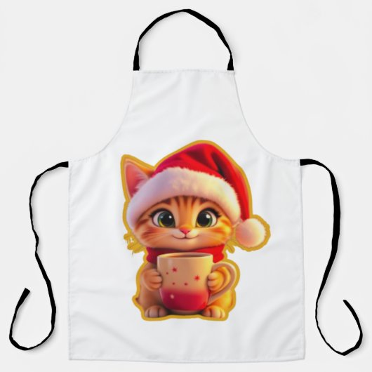 **Cute Christmas Cat with Santa Hat – Funny Holida Schort (Voorkant)