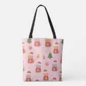 Cute Christmas Cats Pattern – Pink Holiday Design Draagtas (Achterkant)