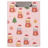 Cute Christmas Cats Pattern – Pink Holiday Design Klembord (Voorkant)