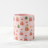 Cute Christmas Cats Pattern – Pink Holiday Design Mok (Midden)