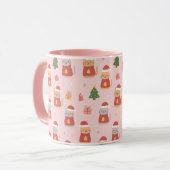 Cute Christmas Cats Pattern – Pink Holiday Design Mok (Voorkant links)