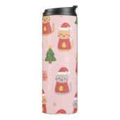 Cute Christmas Cats Pattern – Pink Holiday Design Thermosbeker (Gedraaid links)