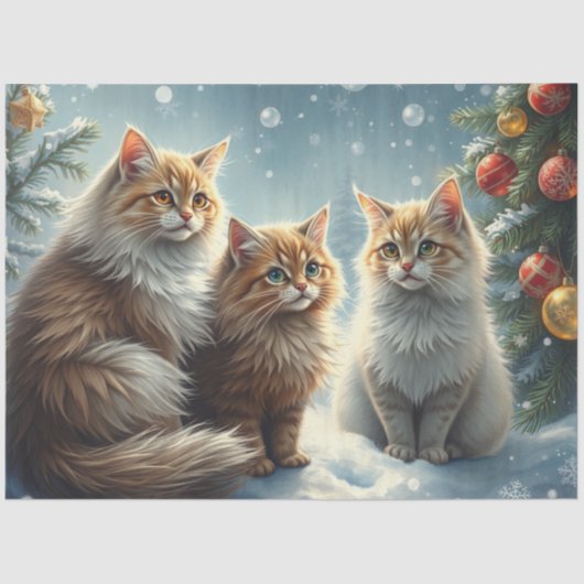 Cute Christmas Cats Tissue Paper Tissuepapier (Voorkant)