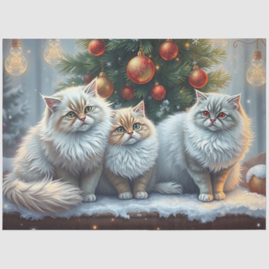 Cute Christmas Cats Tissue Paper Tissuepapier (Voorkant)