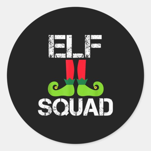 Cute Christmas Cheer Elf Squad Santa's Helper Ronde Sticker (Voorkant)