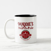 Cute Christmas Custom Name Hot Chocolate Tweekleurige Koffiemok (Links)
